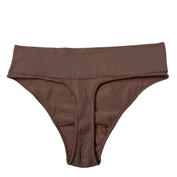 SKIMS Stretch Rib High Neck Bralette + Thong Set NEW Rose Clay XXS/XS - Picture 6 of 11